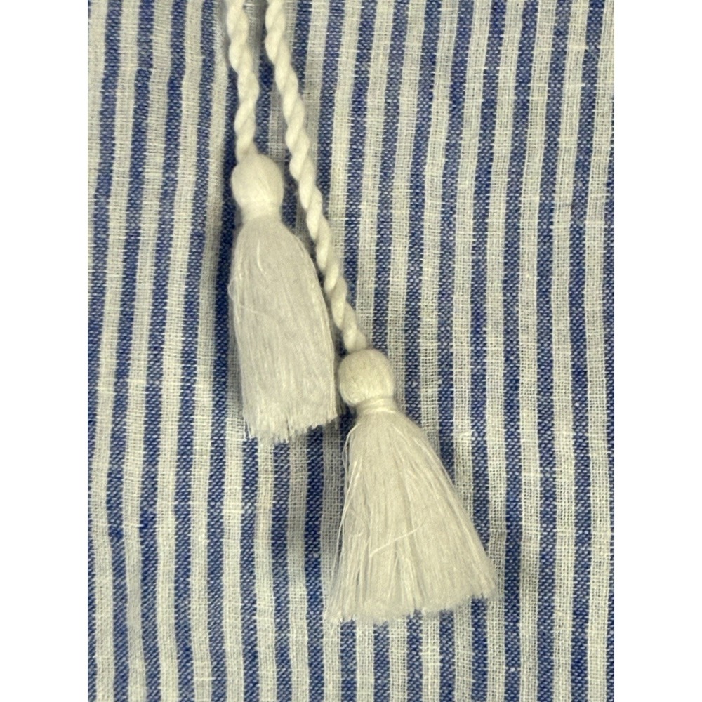 NWT BeachLunchLounge Striped Peasant Top XL Blue White Boho Tassel Tie Resort - Picture 7 of 11